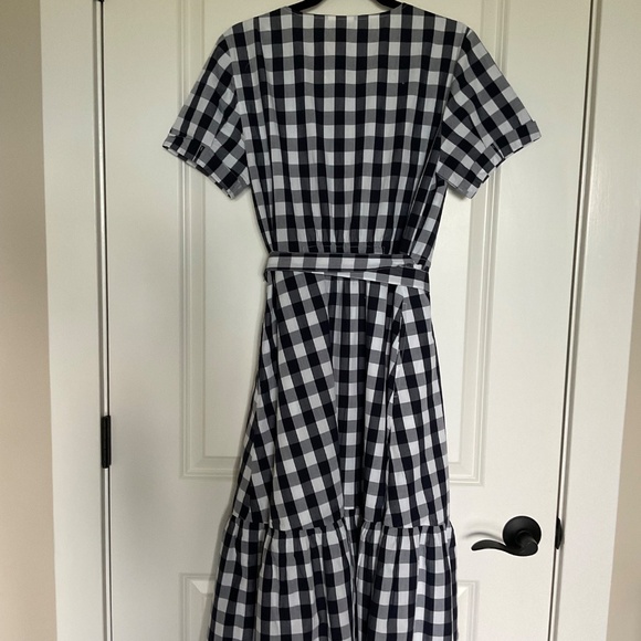 NWT GAP Blue and White Plaid Wrap Ruffled Midi Dress SZ M - Picture 4 of 6